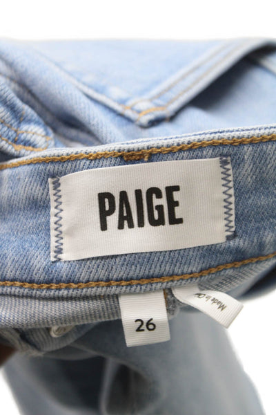 Paige Women Flared Jeans Blue High Rise Cotton Blend Inseam 30 Size 26