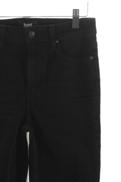 Paige Women Straight Jeans Black High Rise Cotton Inseam 26 Size 26