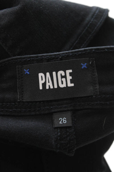 Paige Women Straight Jeans Black High Rise Cotton Inseam 26 Size 26