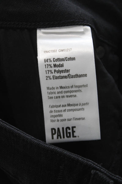 Paige Womens Wide Leg Jeans Black Mid Rise Button Cotton Inseam 27 Size 26