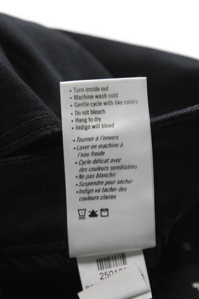 Paige Womens Wide Leg Jeans Black Mid Rise Button Cotton Inseam 27 Size 26