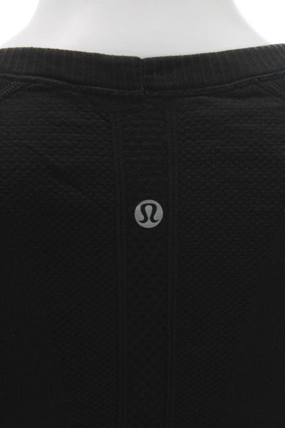 Lululemon Women Basic Black Colorblock Crew Neck Short Sleeve T-Shirt Size 6