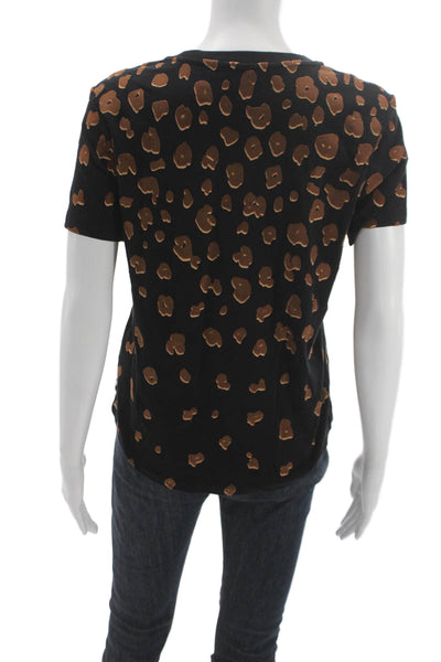 Scotch & Soda Womens Black Animal Print Cotton Crewneck Tee Size XS