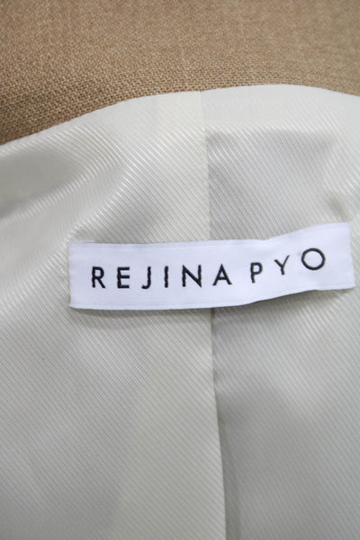 Rejina Pyo Women Brown Cotton Blazer Button Long Sleeve Size 8