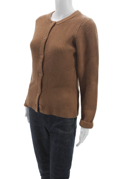 Stitches + Stripes Womens Cardigan Brown Crew Neck Long Sleeve Size S