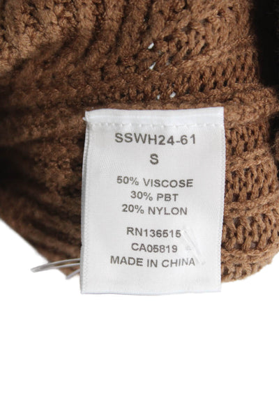 Stitches + Stripes Womens Cardigan Brown Crew Neck Long Sleeve Size S
