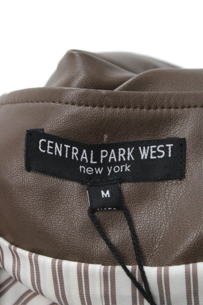 Central Park West Womens Basic Jacket Brown PU Button Long Sleeve Size M