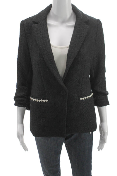 Drew Women Basic Jacket Black Button Polyester 3/4 Sleeve Size S