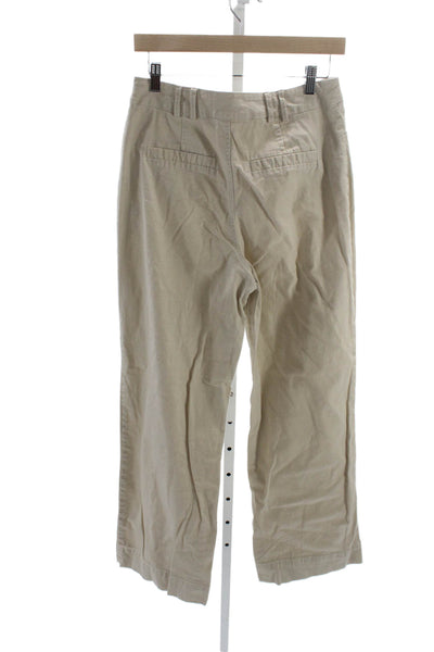 Avec Les Filles Womens Dress Pants Beige Cotton Blend Button Size S