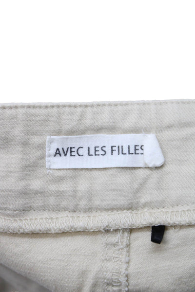 Avec Les Filles Womens Dress Pants Beige Cotton Blend Button Size S