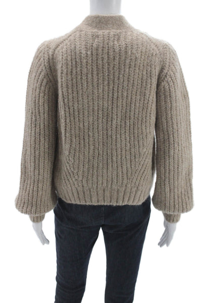 Eleven Six Womens Beige V Neck Superfine Alpaca Cardigan Long Sleeve Size XS
