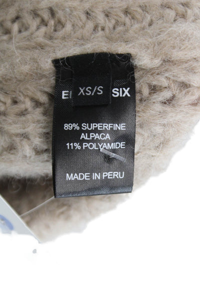 Eleven Six Womens Beige V Neck Superfine Alpaca Cardigan Long Sleeve Size XS