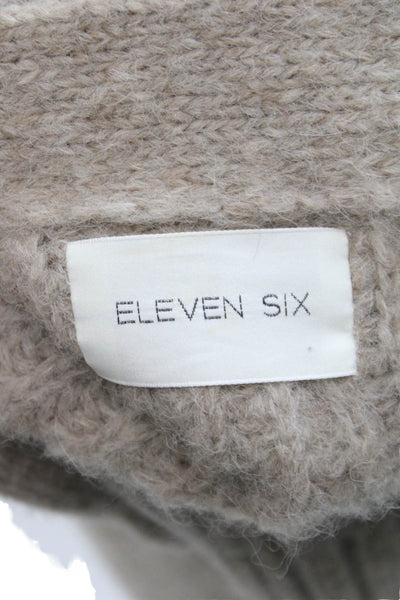 Eleven Six Womens Beige V Neck Superfine Alpaca Cardigan Long Sleeve Size XS
