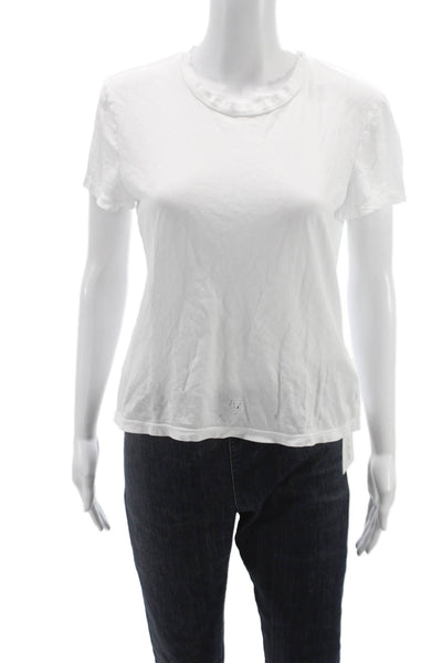 Rowan Womens Basic White Crew Neck Cotton Short Sleeve T-Shirt Size S