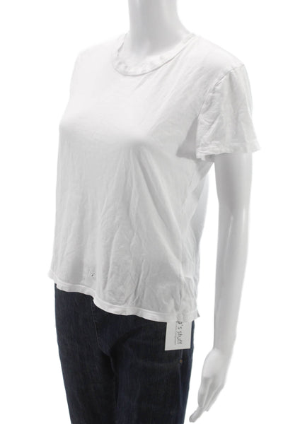 Rowan Womens Basic White Crew Neck Cotton Short Sleeve T-Shirt Size S