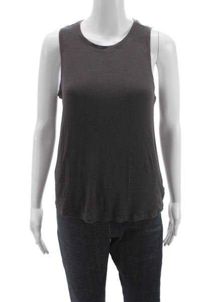 Athleta Women Gray Basic Sleeveless Modal Tank Round Neck Size S