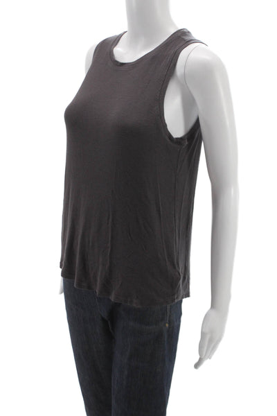 Athleta Women Gray Basic Sleeveless Modal Tank Round Neck Size S