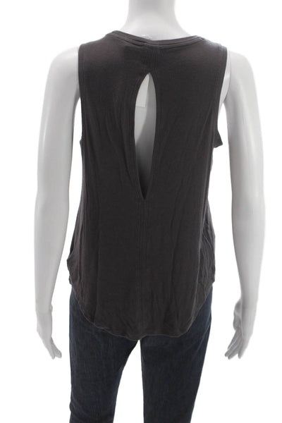 Athleta Women Gray Basic Sleeveless Modal Tank Round Neck Size S