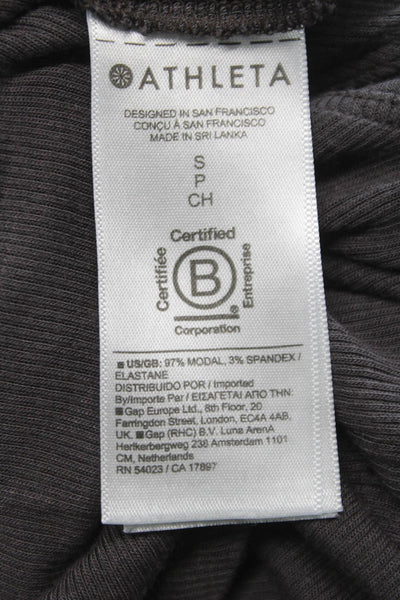 Athleta Women Gray Basic Sleeveless Modal Tank Round Neck Size S