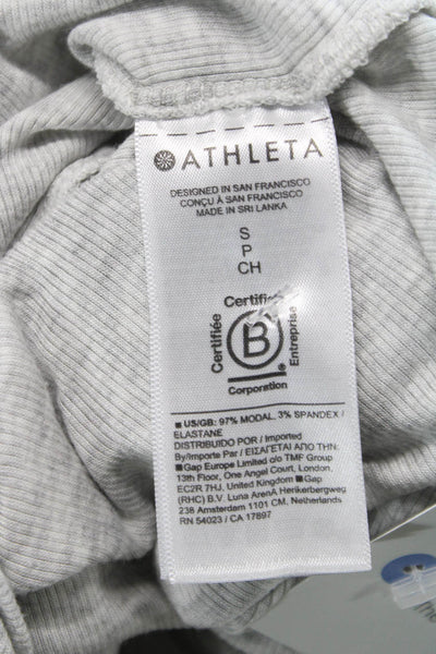 Athleta Women Basic Gray Sleeveless Round Neck Tank Top Size S