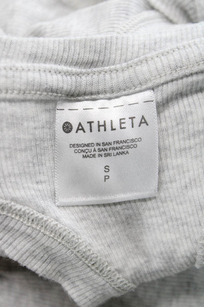 Athleta Women Basic Gray Sleeveless Round Neck Tank Top Size S