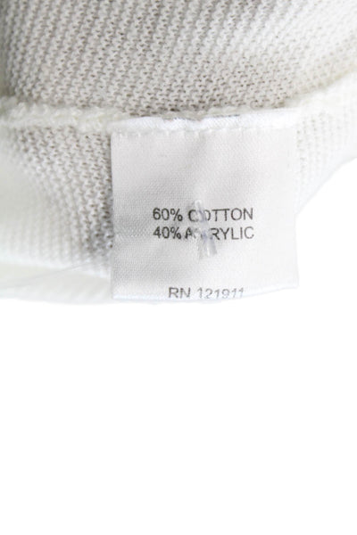 LNA Women Pullover Sweater White V Neck Striped Long Sleeve Size S