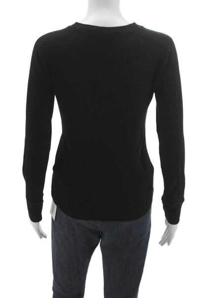 Madewell Women Basic Black Long Sleeve Crew Neck T-Shirt Pullover Size S