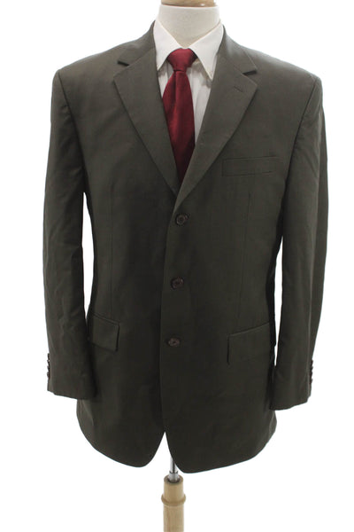 Calvin Klein Mens Blazer Green 100% Wool Solid Size 40