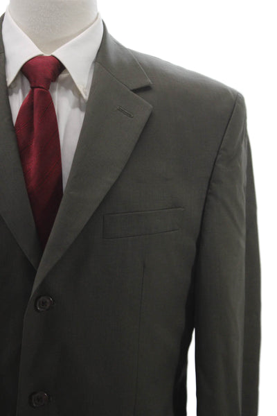 Calvin Klein Mens Blazer Green 100% Wool Solid Size 40