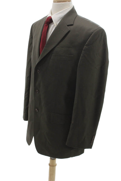 Calvin Klein Mens Blazer Green 100% Wool Solid Size 40