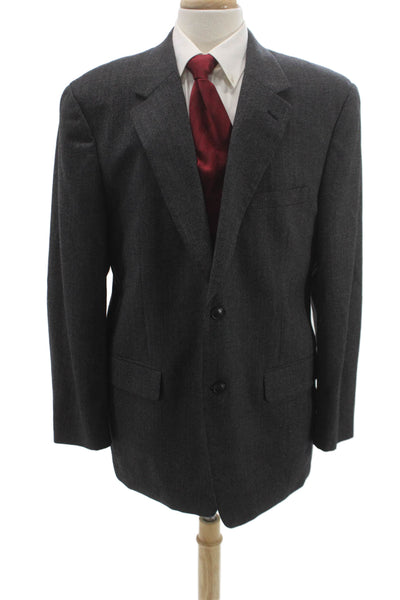 Club Room Mens Gray Herringbone Wool Blazer Size 44