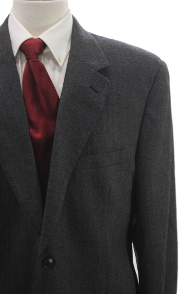Club Room Mens Gray Herringbone Wool Blazer Size 44