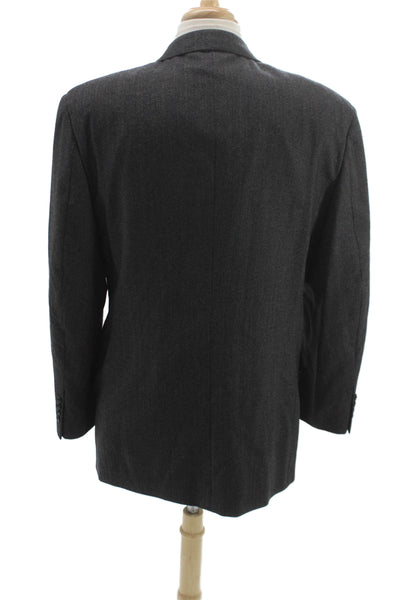Club Room Mens Gray Herringbone Wool Blazer Size 44