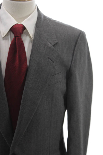 Hickey Freeman Mens Gray Herringbone Wool Blazer Size 40