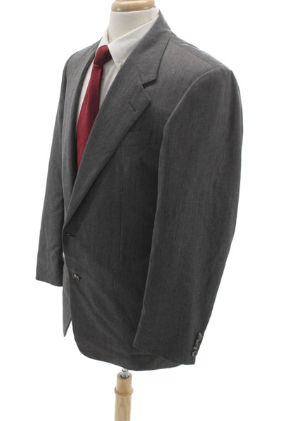 Hickey Freeman Mens Gray Herringbone Wool Blazer Size 40