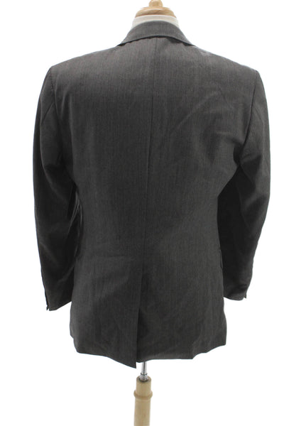 Hickey Freeman Mens Gray Herringbone Wool Blazer Size 40