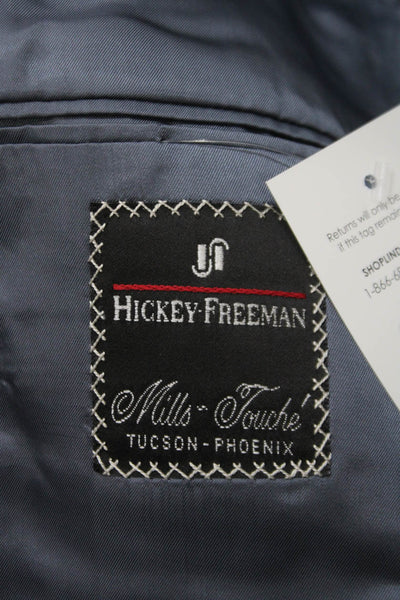 Hickey Freeman Mens Gray Herringbone Wool Blazer Size 40
