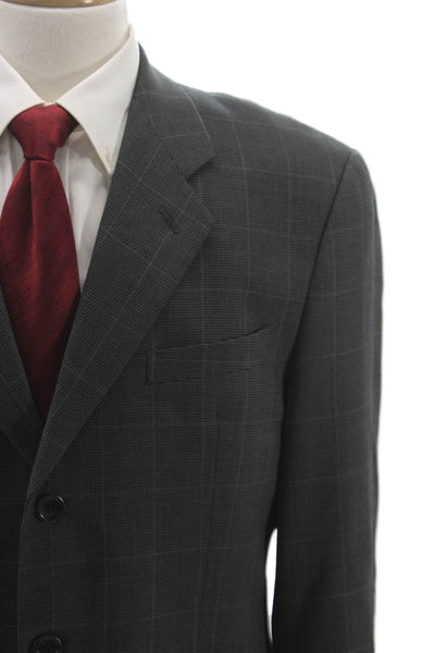 Armani Collezioni Mens Wool Plaid Blazer Gray Size 42