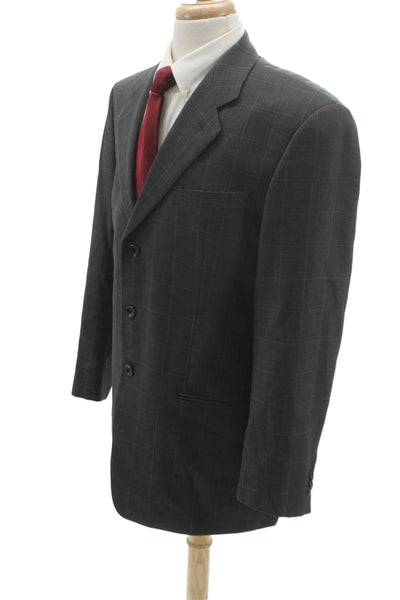 Armani Collezioni Mens Wool Plaid Blazer Gray Size 42