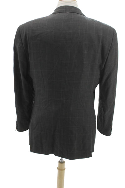 Armani Collezioni Mens Wool Plaid Blazer Gray Size 42
