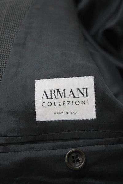 Armani Collezioni Mens Wool Plaid Blazer Gray Size 42