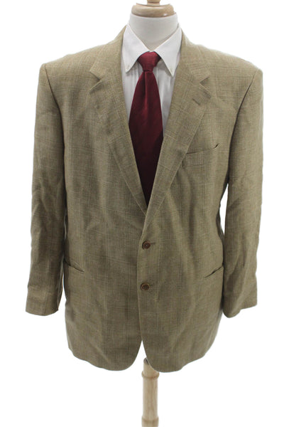 Brooks Brothers Mens Blazer Beige Linen Check Size 48