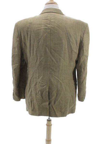 Brooks Brothers Mens Blazer Beige Linen Check Size 48
