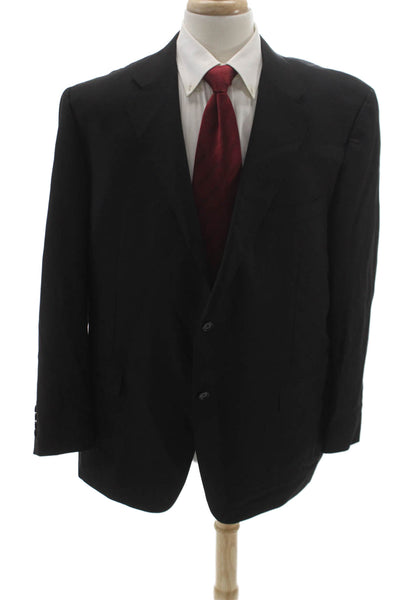 Canali Mens Black Wool Solid Blazer Size 60