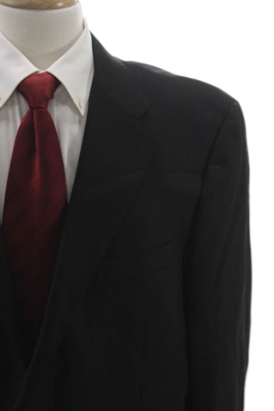 Canali Mens Black Wool Solid Blazer Size 60