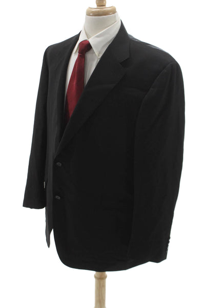 Canali Mens Black Wool Solid Blazer Size 60