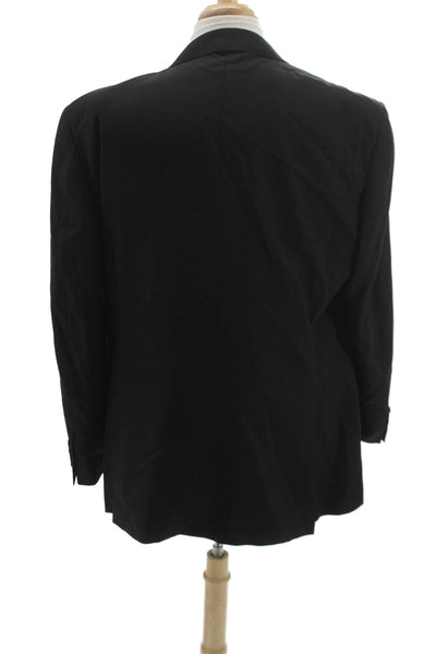 Canali Mens Black Wool Solid Blazer Size 60