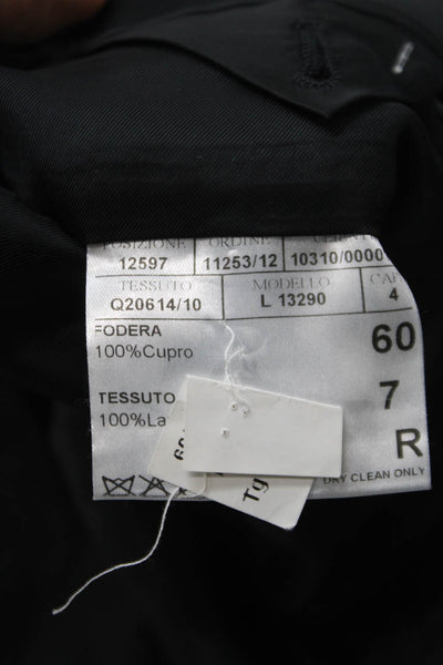 Canali Mens Black Wool Solid Blazer Size 60