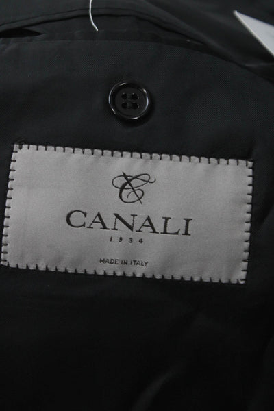 Canali Mens Black Wool Solid Blazer Size 60