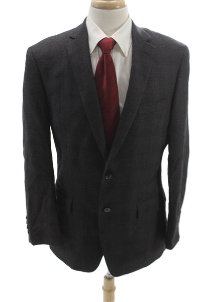 Calvin Klein Mens Blazer Gray Wool Check Size 40